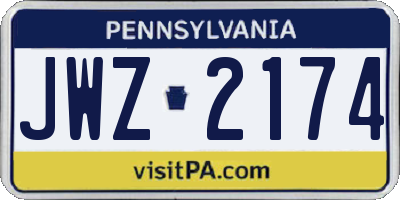 PA license plate JWZ2174