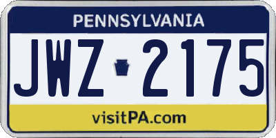 PA license plate JWZ2175