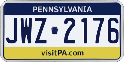 PA license plate JWZ2176