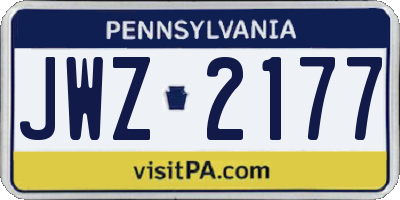 PA license plate JWZ2177