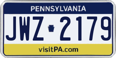 PA license plate JWZ2179