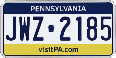 PA license plate JWZ2185