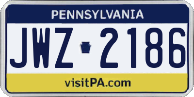 PA license plate JWZ2186
