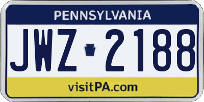 PA license plate JWZ2188