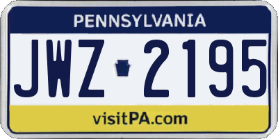 PA license plate JWZ2195