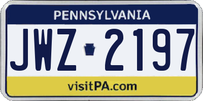 PA license plate JWZ2197