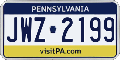 PA license plate JWZ2199
