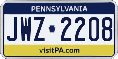 PA license plate JWZ2208
