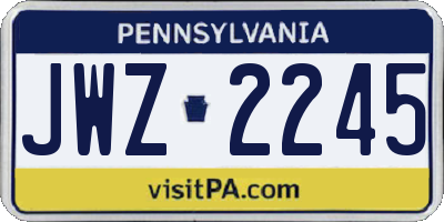 PA license plate JWZ2245