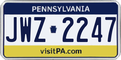 PA license plate JWZ2247