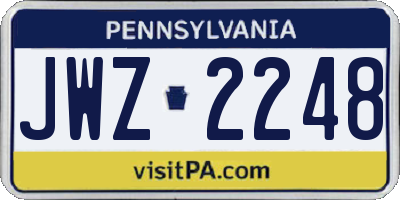 PA license plate JWZ2248