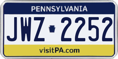 PA license plate JWZ2252