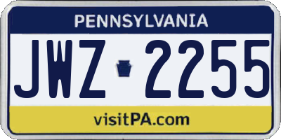 PA license plate JWZ2255