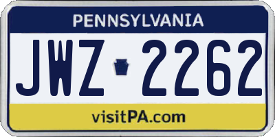 PA license plate JWZ2262