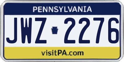 PA license plate JWZ2276