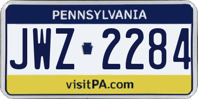 PA license plate JWZ2284