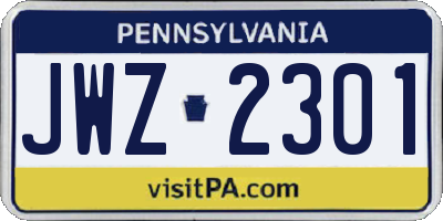 PA license plate JWZ2301