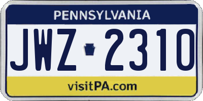 PA license plate JWZ2310