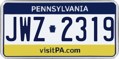 PA license plate JWZ2319