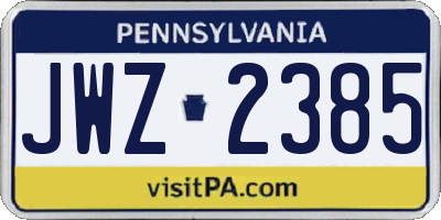 PA license plate JWZ2385