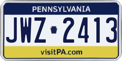 PA license plate JWZ2413
