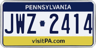 PA license plate JWZ2414