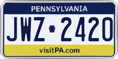 PA license plate JWZ2420