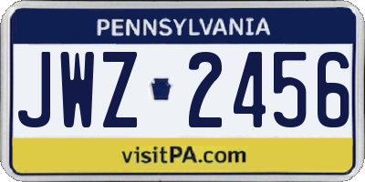 PA license plate JWZ2456