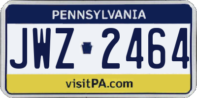 PA license plate JWZ2464