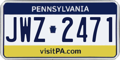 PA license plate JWZ2471