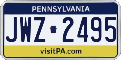 PA license plate JWZ2495