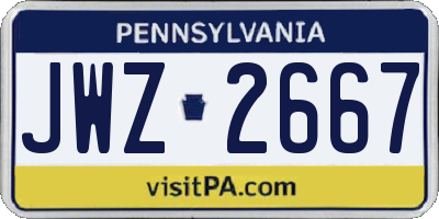 PA license plate JWZ2667