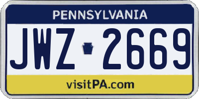 PA license plate JWZ2669