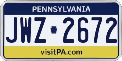 PA license plate JWZ2672