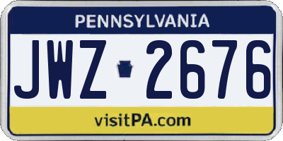 PA license plate JWZ2676