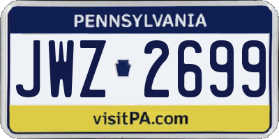 PA license plate JWZ2699