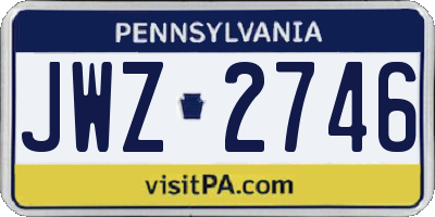 PA license plate JWZ2746