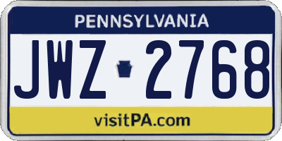PA license plate JWZ2768