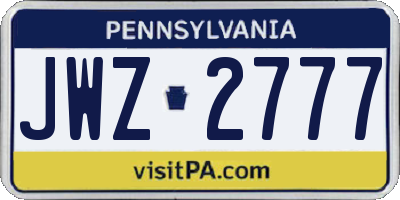 PA license plate JWZ2777