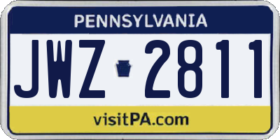 PA license plate JWZ2811