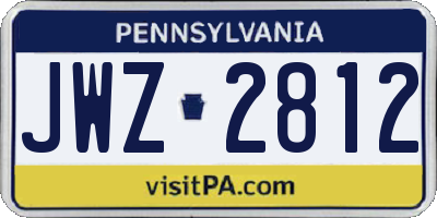 PA license plate JWZ2812