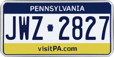 PA license plate JWZ2827