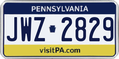 PA license plate JWZ2829