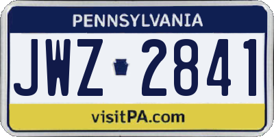 PA license plate JWZ2841