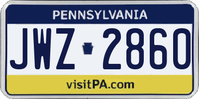 PA license plate JWZ2860