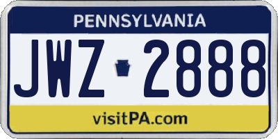 PA license plate JWZ2888