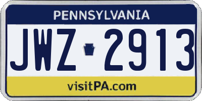 PA license plate JWZ2913