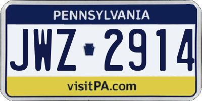 PA license plate JWZ2914
