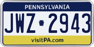 PA license plate JWZ2943