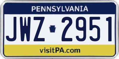 PA license plate JWZ2951